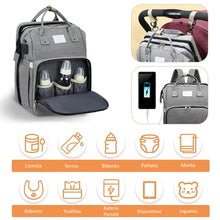 Cargar imagen en el visor de la galería, Mochila Cambiador Bebés Multifunción 3 en 1
